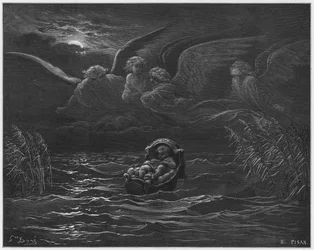 Het kind Mozes op de Nijl